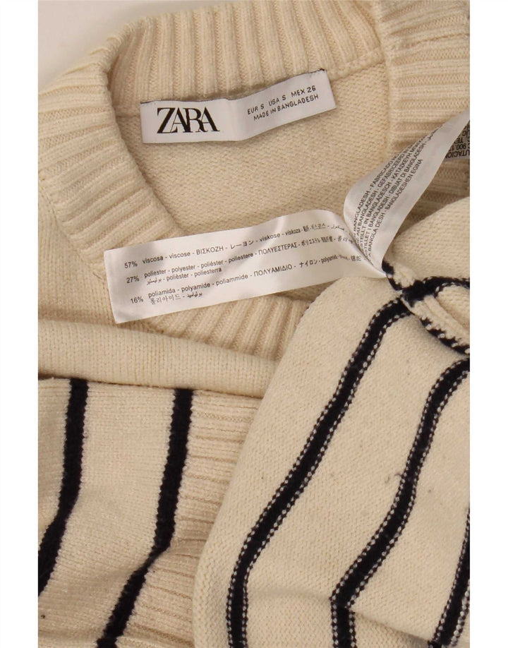 Maglione girocollo oversize da donna Zara UK 10 piccolo a righe bianche
