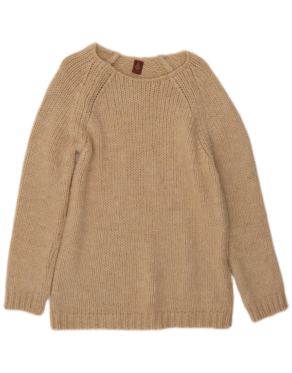 Dondup Maglione da donna con scollo a barca Maglione UK 10 Piccolo Beige Lana Merino