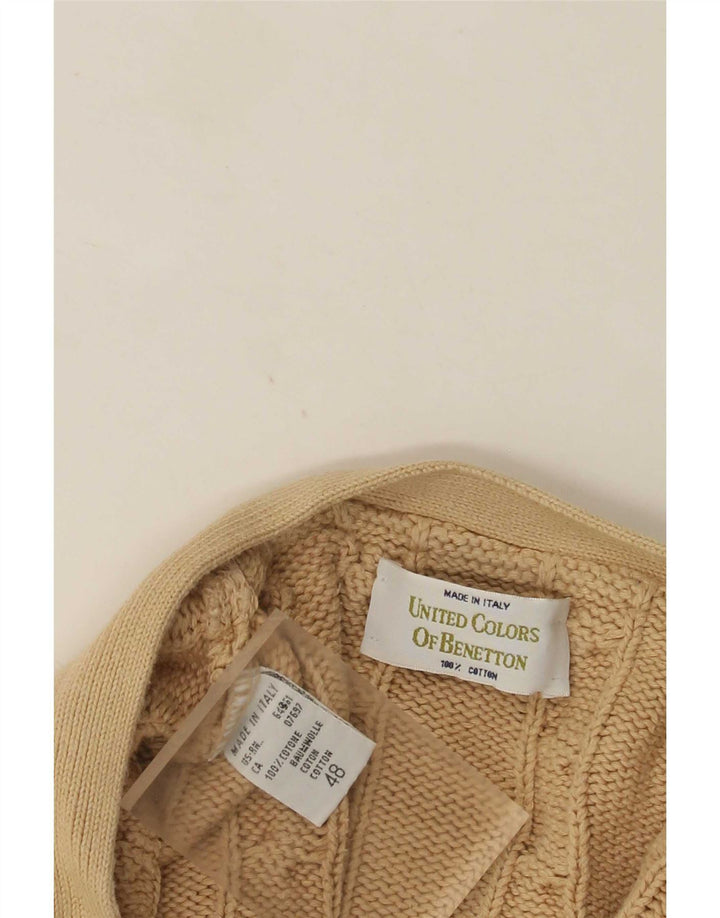 Maglione Cardigan Uomo Benetton IT 48 Cotone Beige Medio