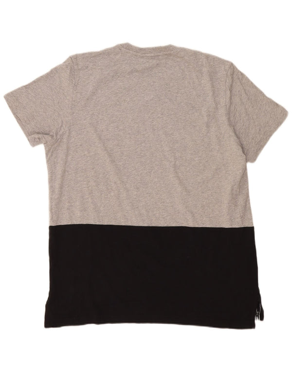 Adidas Mens Graphic T-Shirt Top XL Grey Colourblock Cotton