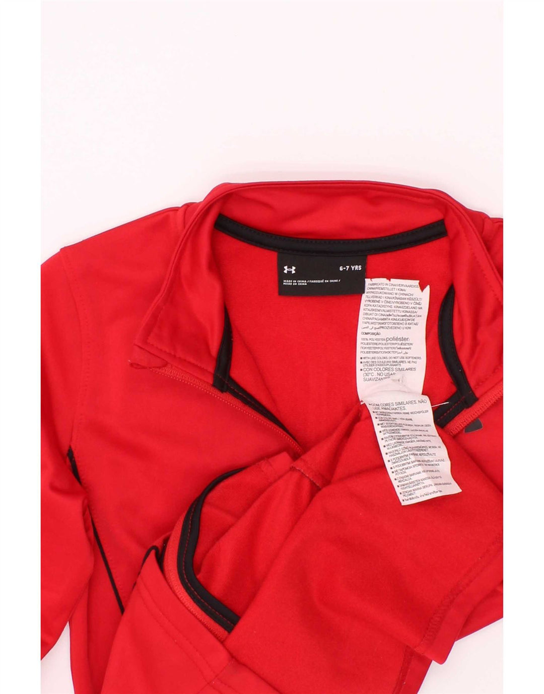 Giacca da tuta da ragazzo Under Armour 6-7 anni in poliestere rosso