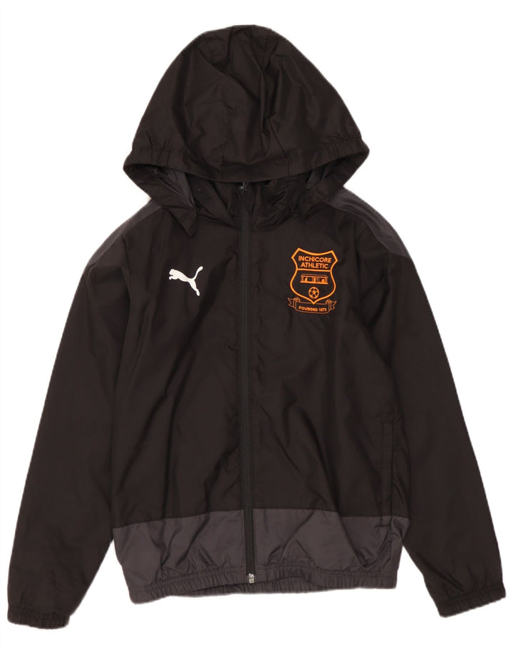 Giacca antipioggia PUMA per ragazze con cappuccio grafico 7-8 anni in nylon color block nero