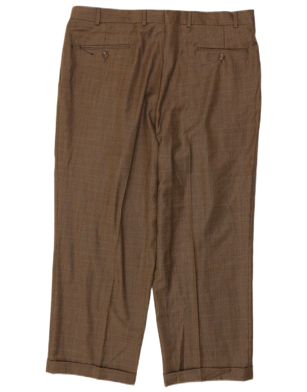 RALPH LAUREN Pantaloni da abito da uomo con pegging W38 L27 Lana pied de poule marrone