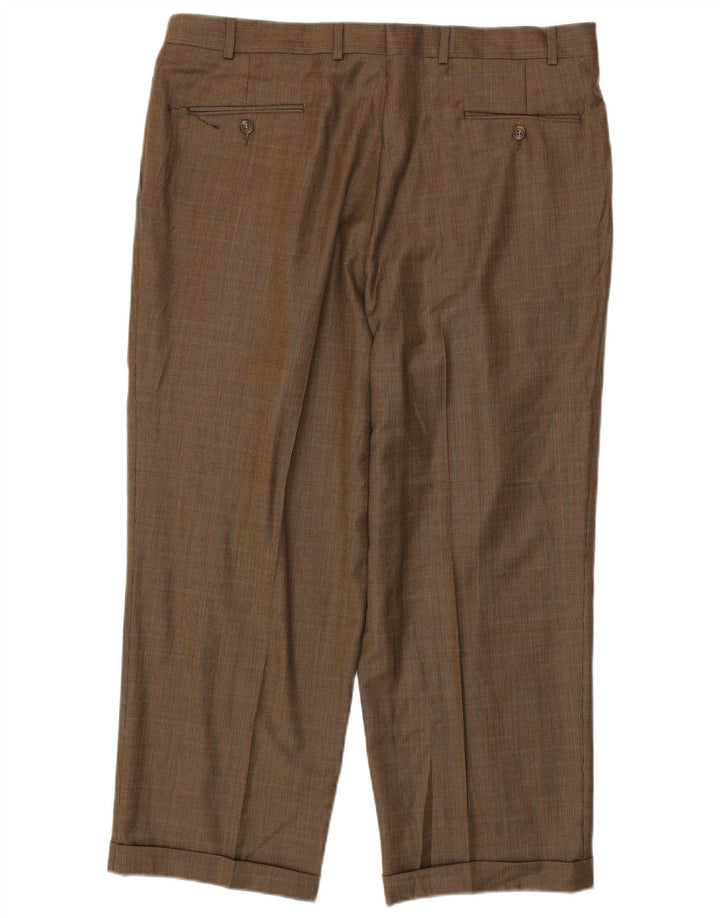 RALPH LAUREN Pantaloni da abito da uomo con pegging W38 L27 Lana pied de poule marrone
