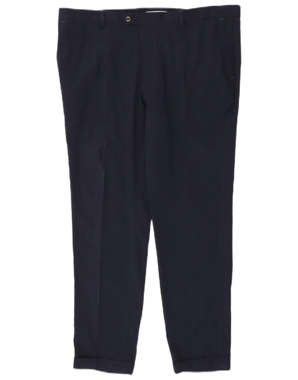 Pantaloni da abito slim da uomo Marks & Spencer W38 L31 poliestere blu navy