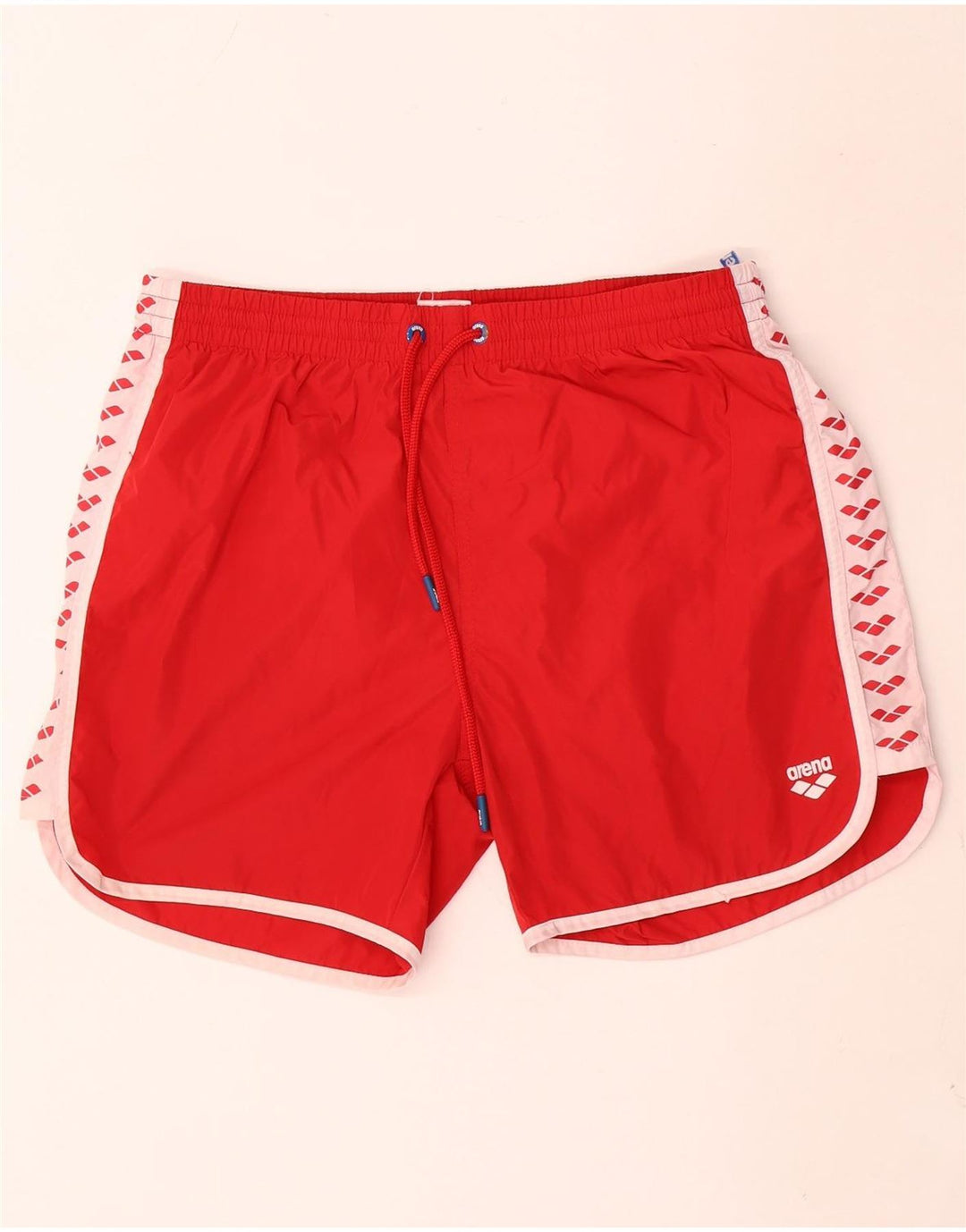 Pantaloncini da bagno grafici da uomo Arena grandi in poliestere color block rosso