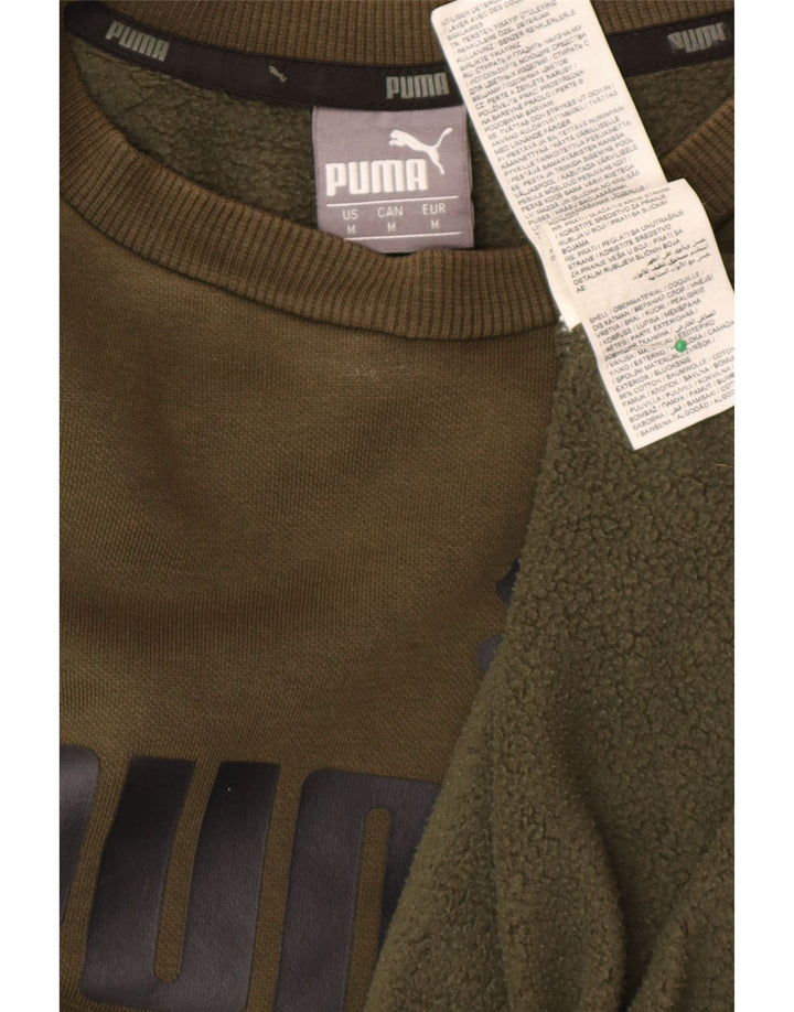 Puma Mens Graphic Sweatshirt Jumper Medium Khaki Cotton