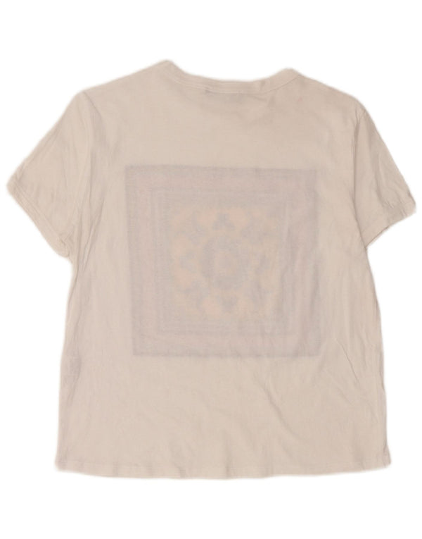 T-shirt grafica da donna Zara Top UK 14 grande cotone Paisley bianco