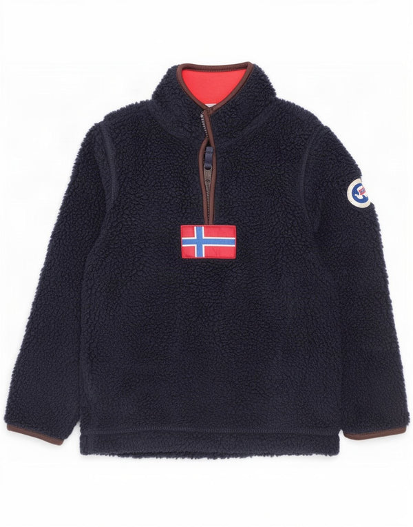 Maglione in pile con collo con zip grafica per ragazzi Napapijri 5-6 anni in poliestere blu navy