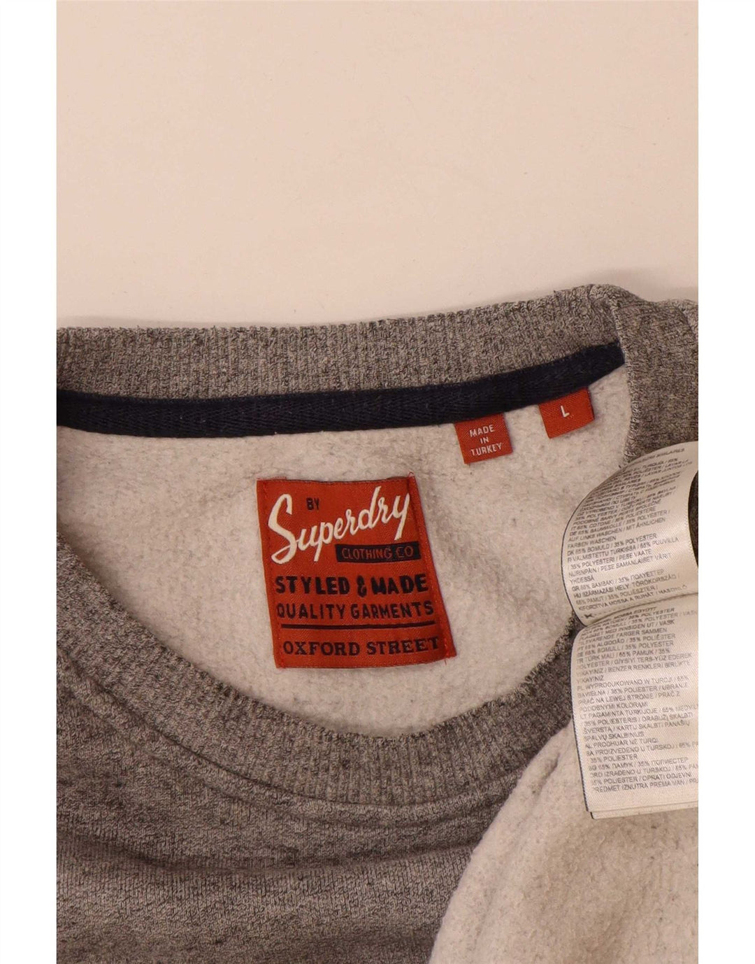 Felpa grafica da uomo Superdry Maglione grande cotone chiazzato grigio