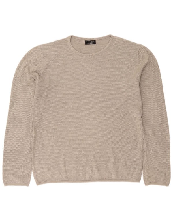 Maglione Zara da uomo con scollo a barca XL in cotone grigio