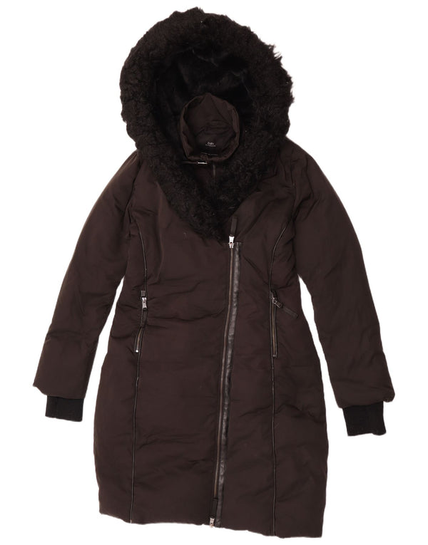 Cappotto imbottito con cappuccio da donna Zara UK 10 piccolo poliestere nero