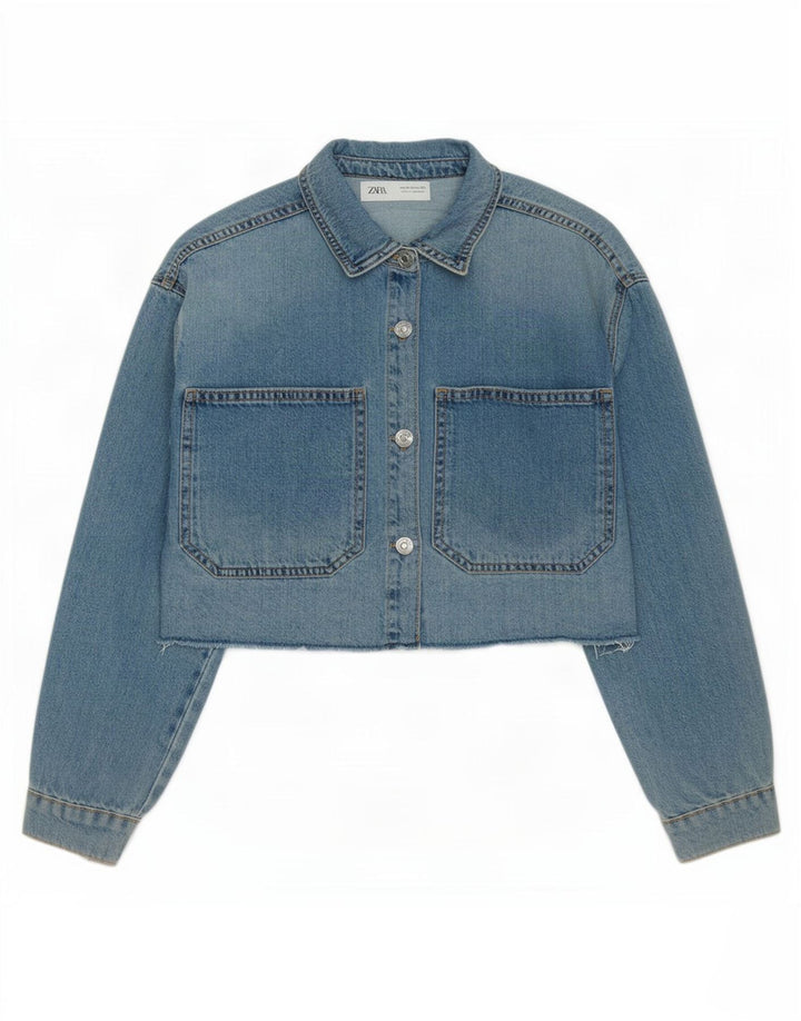 Giacca corta in denim per ragazze Zara 11-12 anni in cotone blu