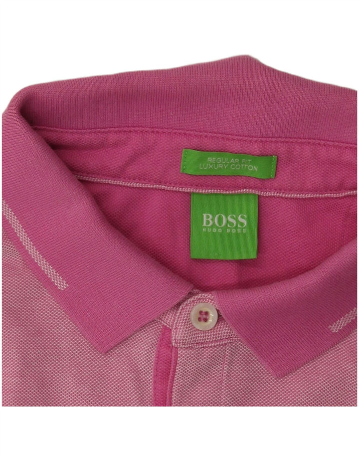 Polo Hugo Boss da uomo vestibilità regolare in cotone screziato rosa medio