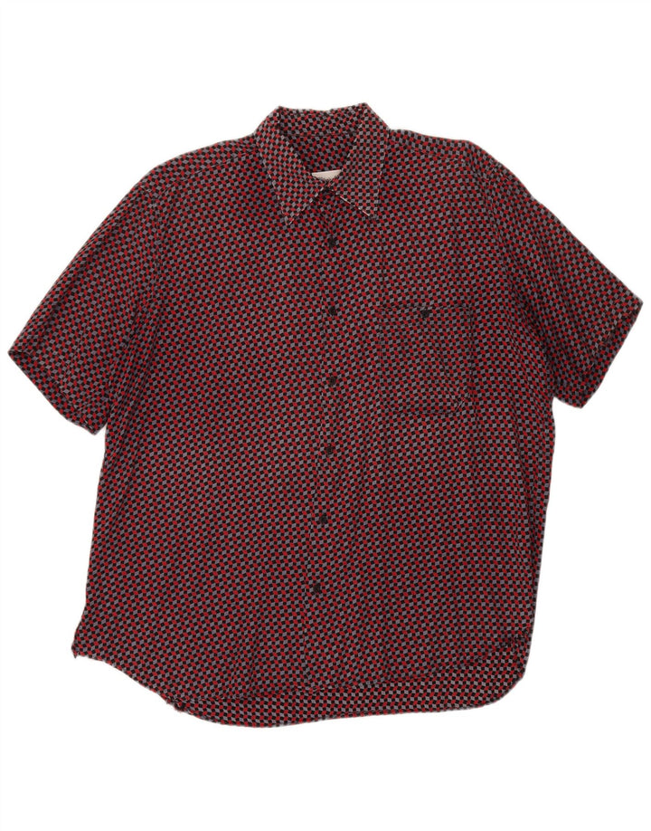 Camicia vintage da uomo a maniche corte XL multicolore geometrica