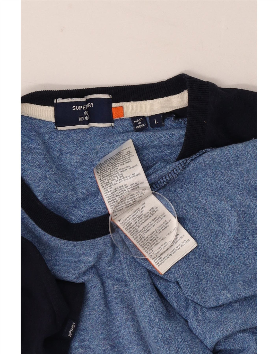 T-shirt da uomo Superdry Top Large in cotone color block blu