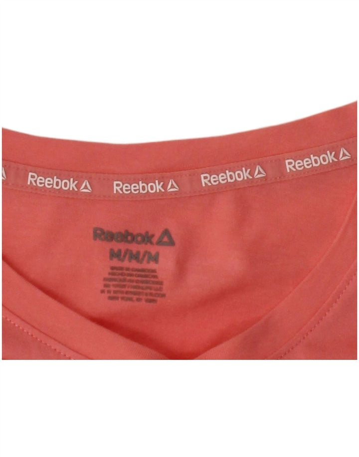 REEBOK Womens Graphic T-Shirt Top UK 14 Medium Orange Cotton