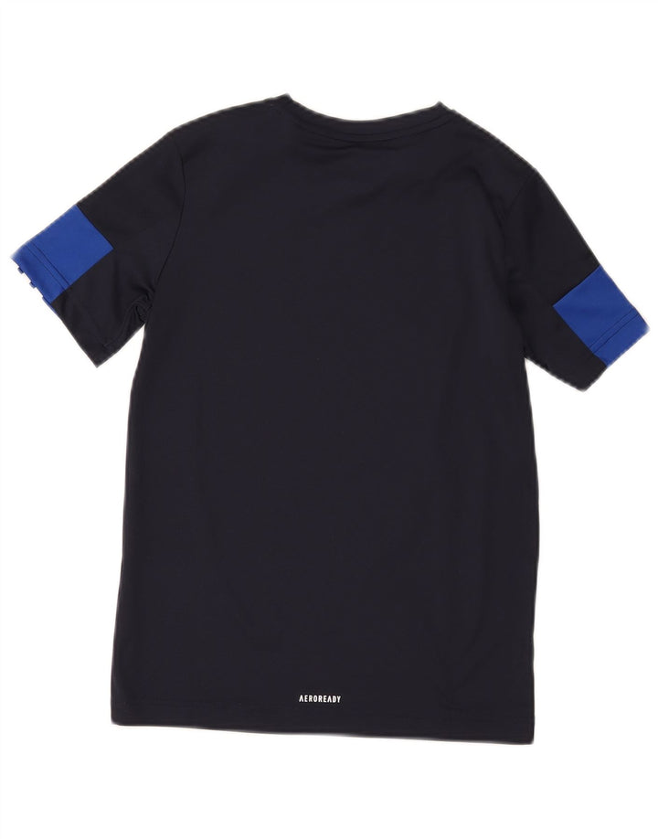 Maglietta Adidas da ragazzo, 9-10 anni, in poliestere color block blu navy