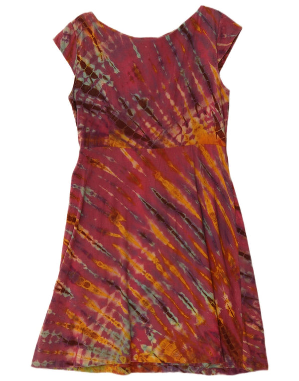 Abito a trapezio da donna Fatto a Mano UK 16 Large Rosso Tie Dye