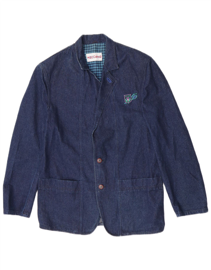 Giacca blazer in denim da uomo a 2 bottoni Meccano UK 38 cotone medio blu navy