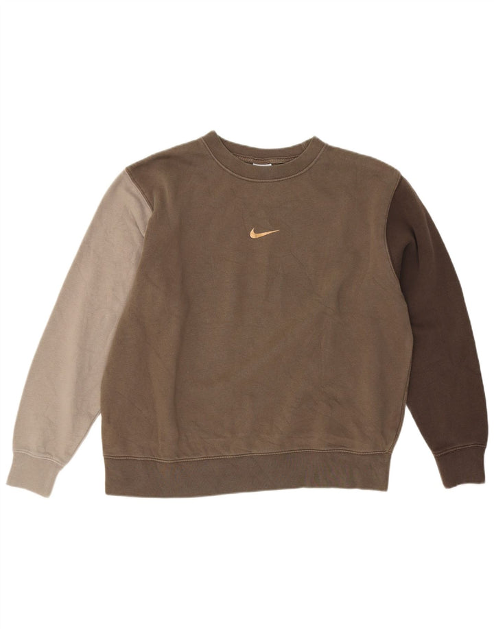 Felpa oversize da donna Nike Jumper UK 14 Colorblock marrone medio