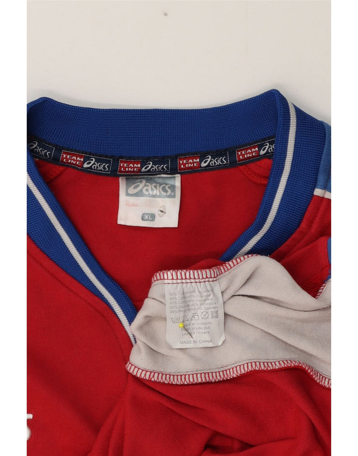 T-shirt grafica da uomo Asics Top XL rossa in poliestere color block