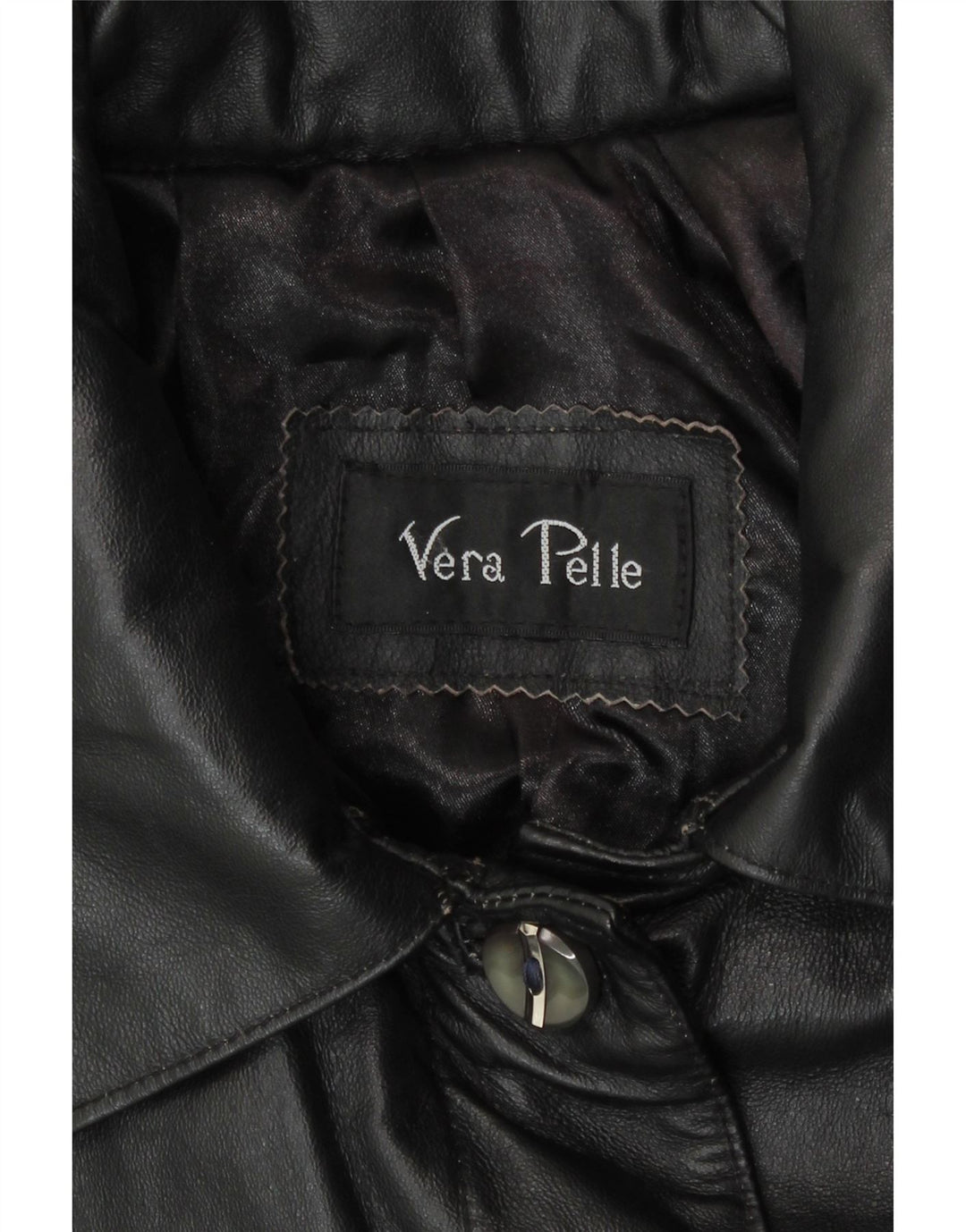 Cappotto in pelle vestibilità ampia da donna vintage UK 14 Pelle nera media