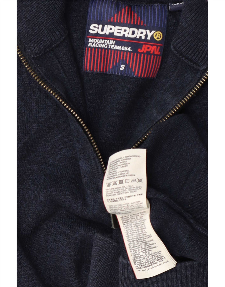 Maglione da uomo con zip e collo Superdry piccolo in cotone blu navy