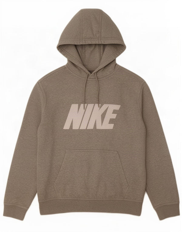 Felpa con cappuccio grafica Nike da uomo in cotone chiazzato grigio medio