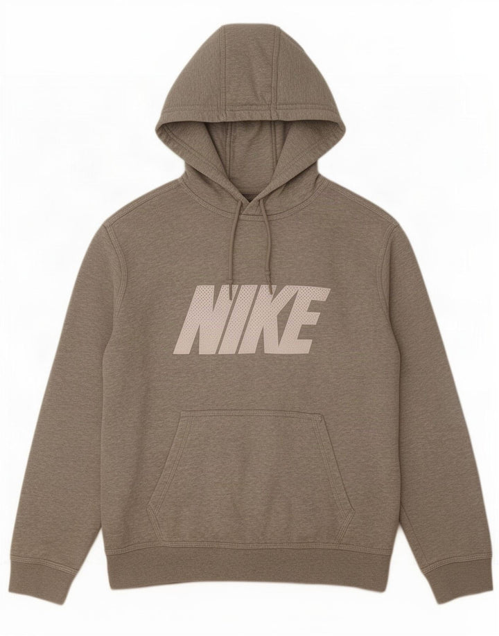 Felpa con cappuccio grafica Nike da uomo in cotone chiazzato grigio medio