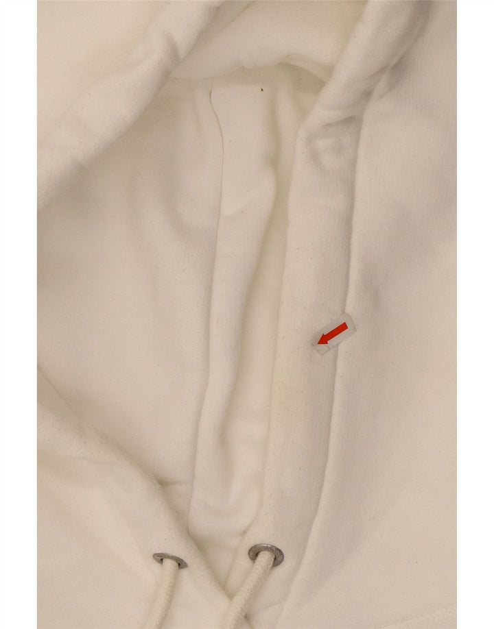 JACK WILLS Maglione con cappuccio grafico oversize da donna UK 16 Grande cotone bianco