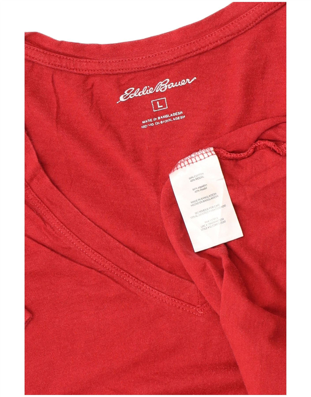 T-shirt da donna EDDIE BAUER UK 16 grande cotone rosso