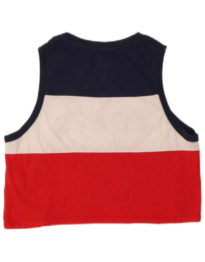 LEVI'S Canottiera grafica da donna corta UK 10 piccola a righe multicolore