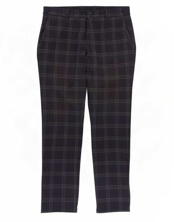 Pantaloni chino slim da donna Zara medi W31 L29 poliestere a quadri blu navy