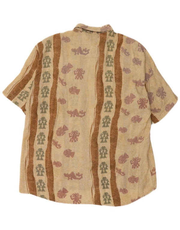 Camicia a maniche corte da uomo con motivo astratto Dornbusch taglia 45 XL Beige