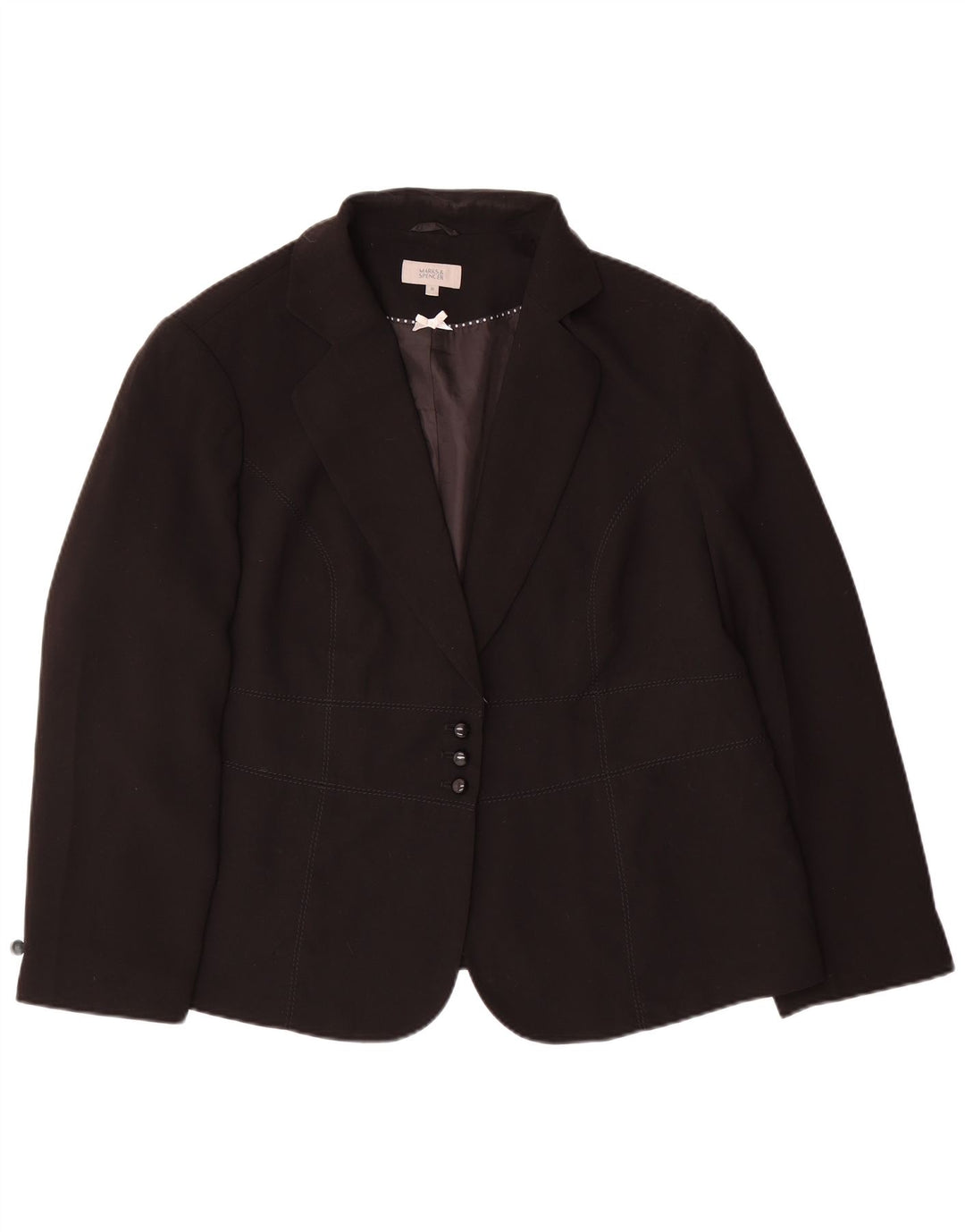 Giacca blazer a 3 bottoni da donna Marks & Spencer UK 20 2XL poliestere nero