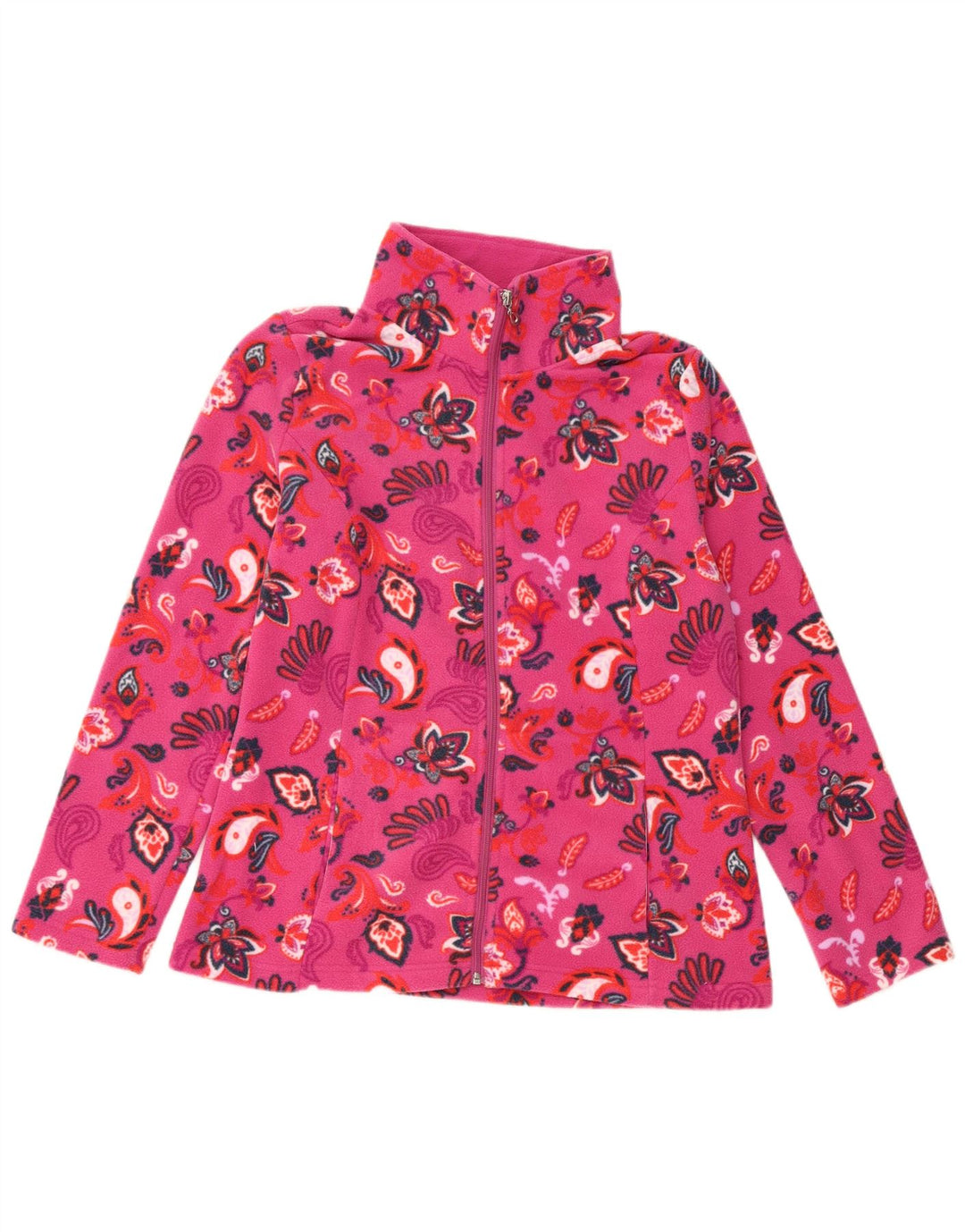 Giacca in pile da donna VINTAGE IT 46 Large Poliestere floreale rosa