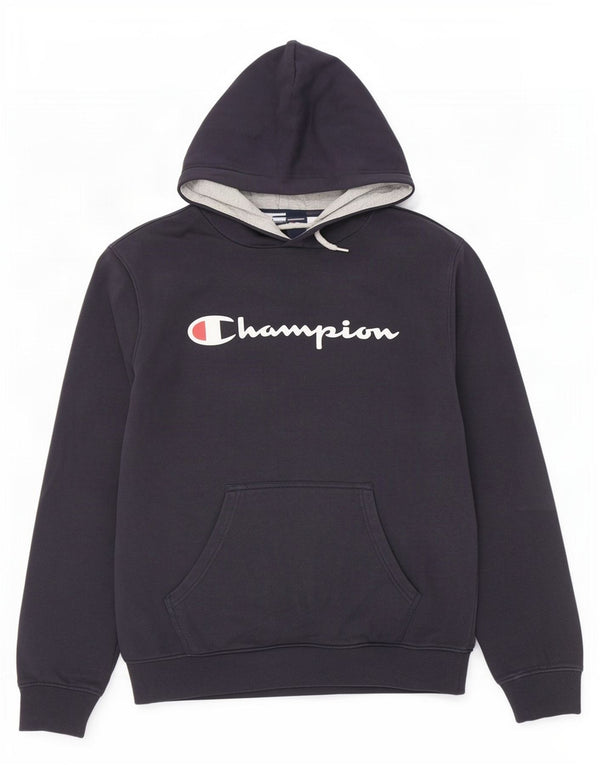 Felpa con cappuccio grafica da uomo Champion, cotone medio blu navy