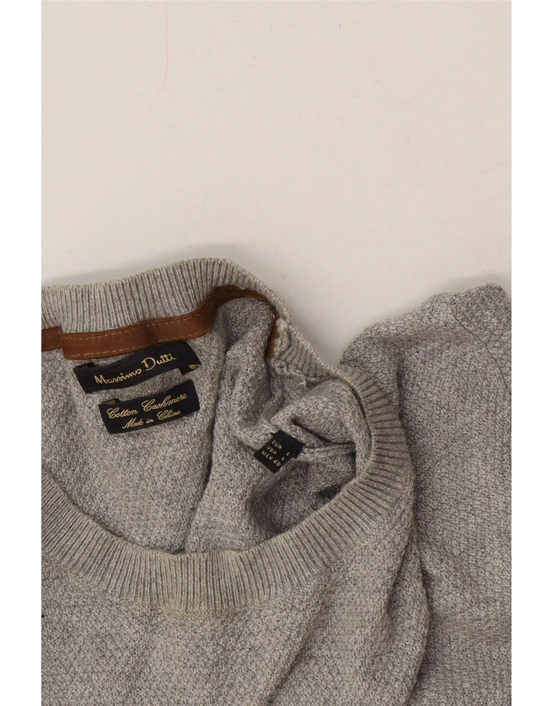 Maglione maglione girocollo da uomo Massimo Dutti grande cotone grigio