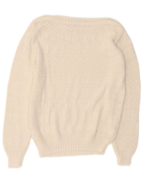 Maglione maglione con scollo a barca da donna Laura Berlucchi UK 16 grande bianco
