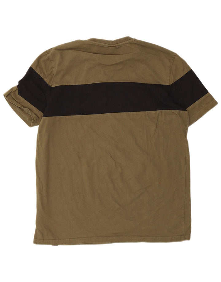 T-shirt grafica da uomo Ellesse Top in cotone color block medio kaki