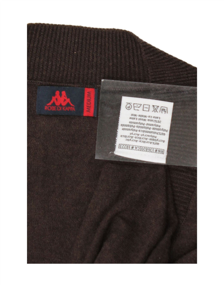 KAPPA Womens V-Neck Jumper Sweater UK 14 Medium Brown Acrylic Vintage Kappa and Second-Hand Kappa from Messina Hembry 