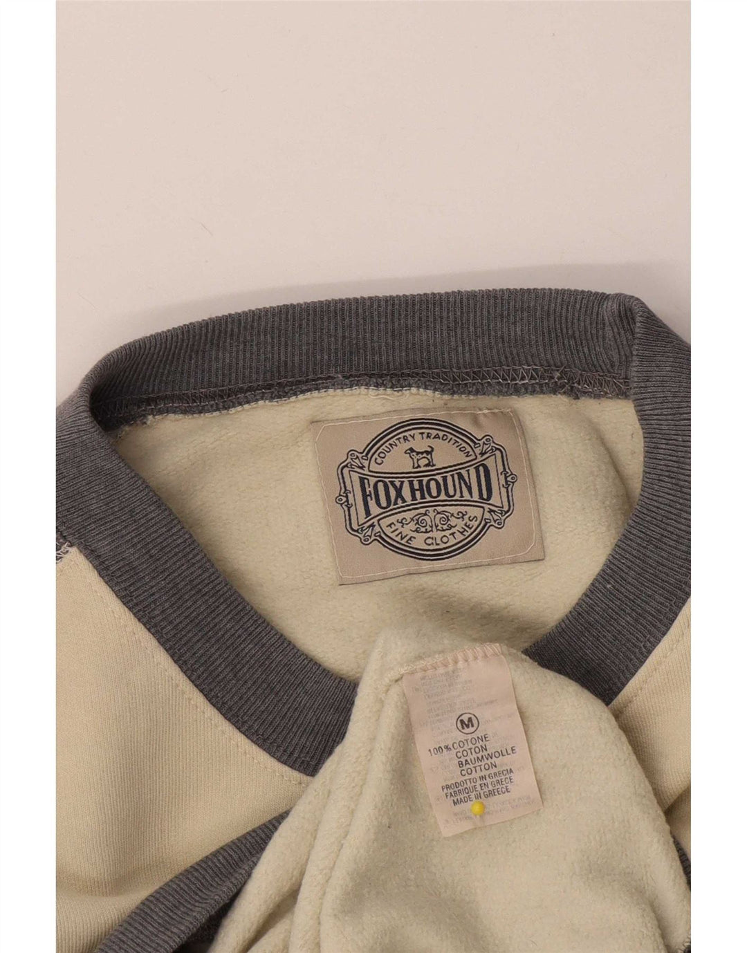 Felpa grafica da uomo Foxhound maglione medio cotone color bianco sporco