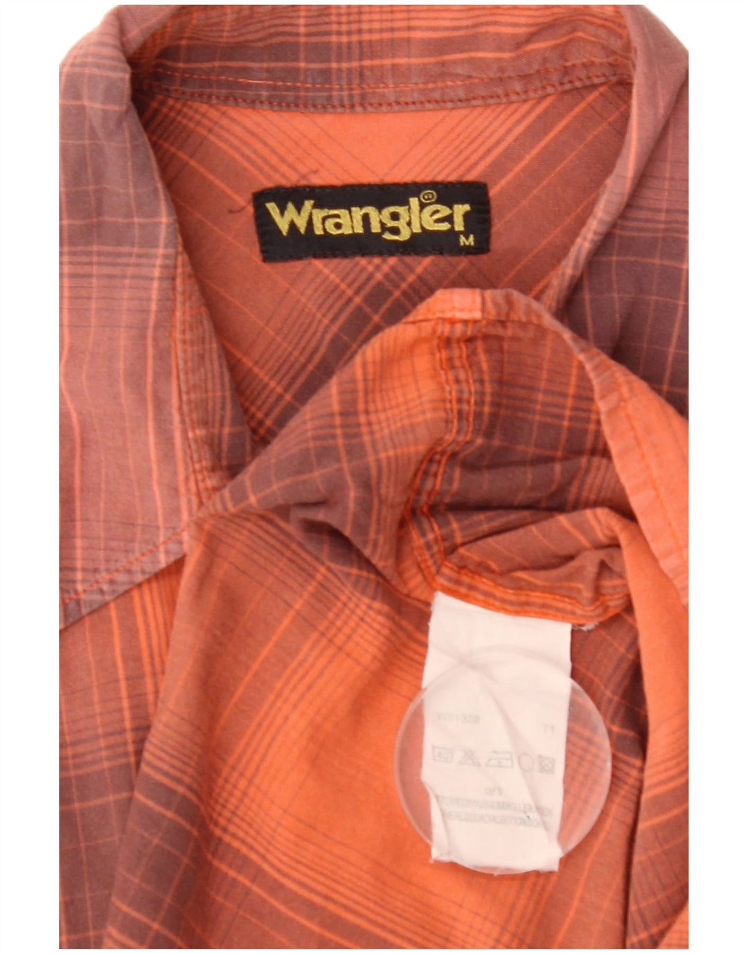 Camicia a maniche corte da uomo Wrangler in cotone scozzese medio arancione
