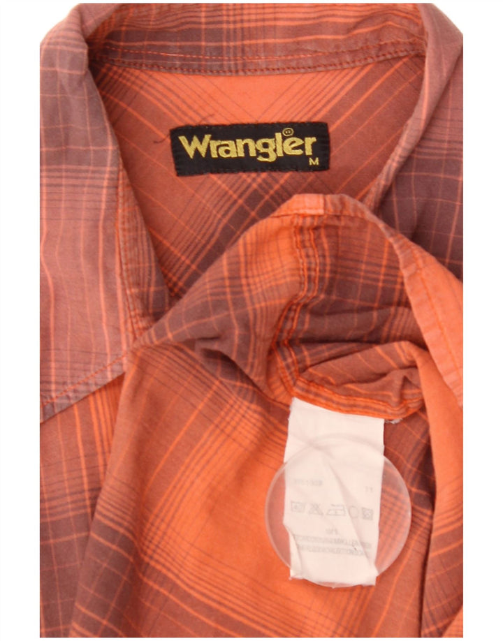 Camicia a maniche corte da uomo Wrangler in cotone scozzese medio arancione