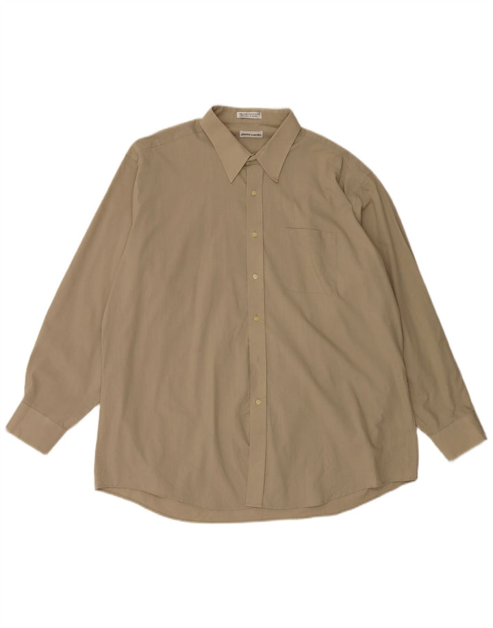 Camicia da uomo Pierre Cardin taglia 18 XL in cotone beige
