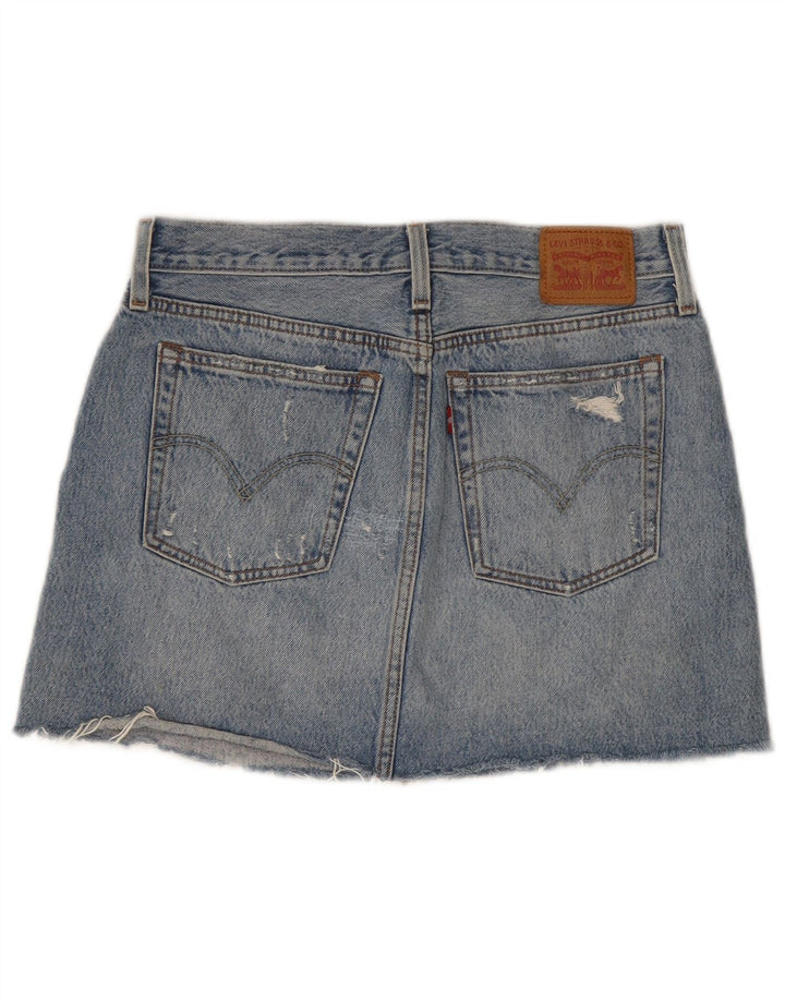 Mini gonna in denim effetto invecchiato da donna Levi's W28 in cotone blu medio