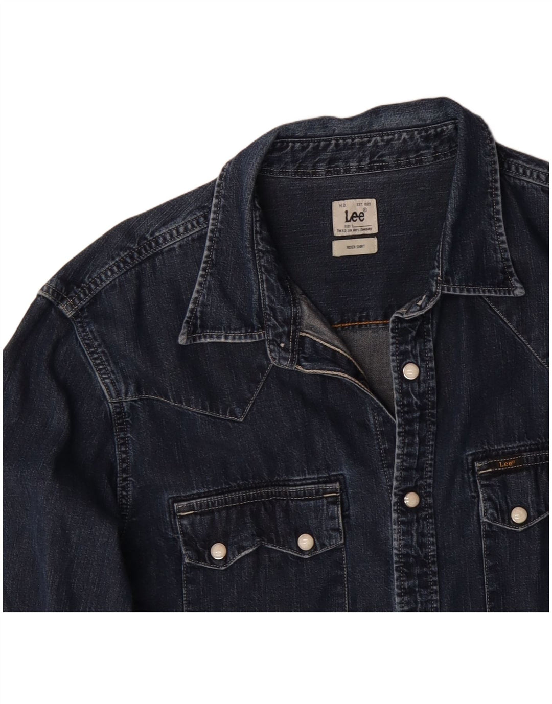 Camicia di jeans da uomo LEE grande in cotone blu navy
