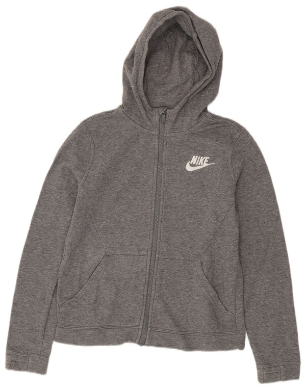 Felpa con cappuccio e zip per ragazze Nike 12-13 anni, grande in cotone grigio