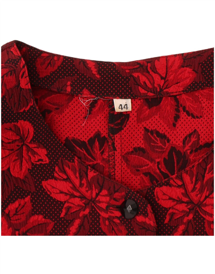 Top cardigan da donna vintage IT 44 Viscosa floreale rosso medio